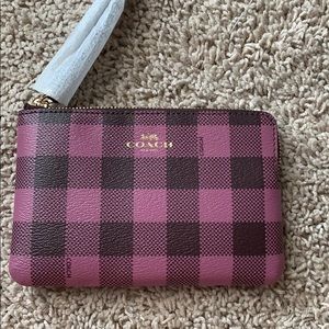 Checkered Coach Wristlet purple and black